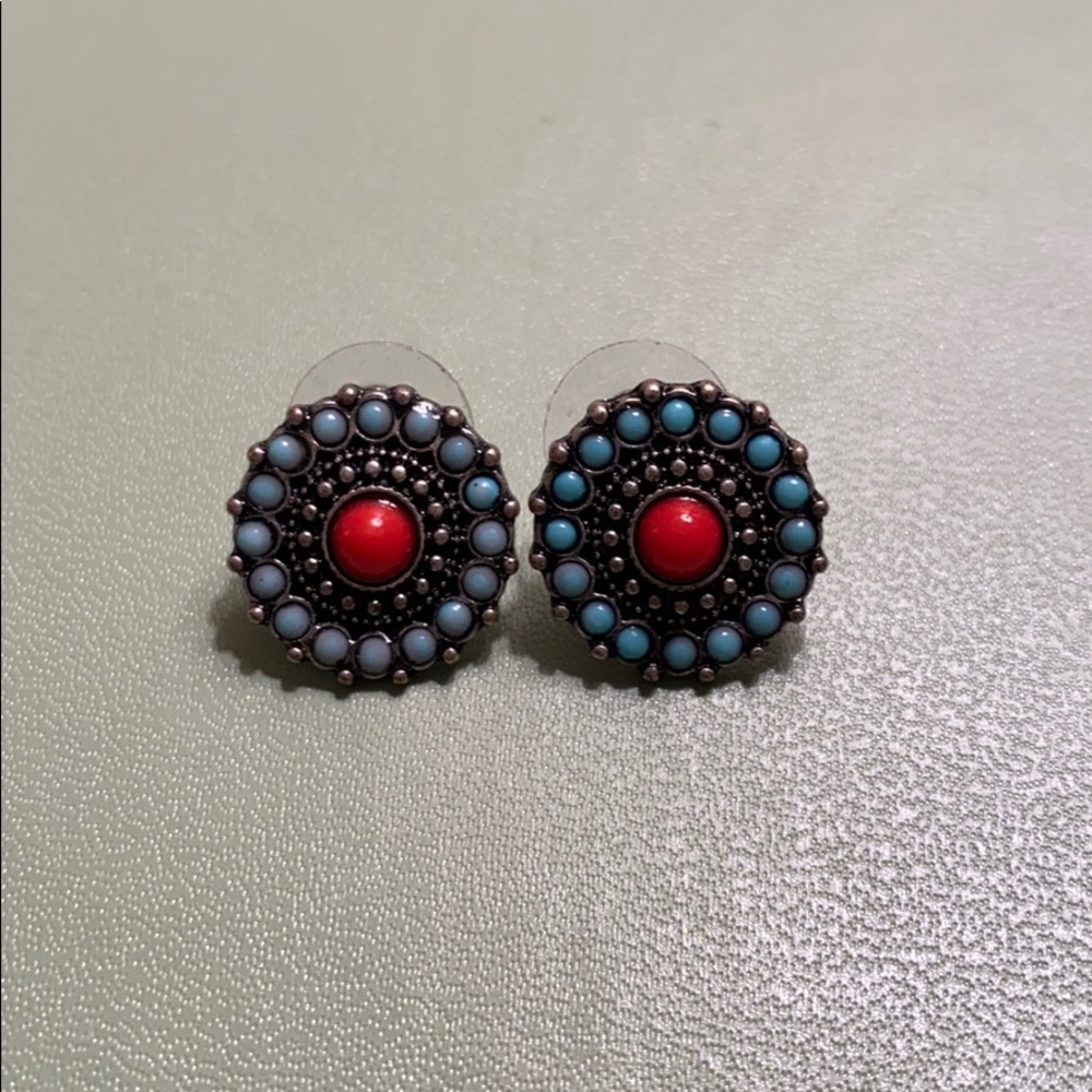 Red and Turquoise Earrings